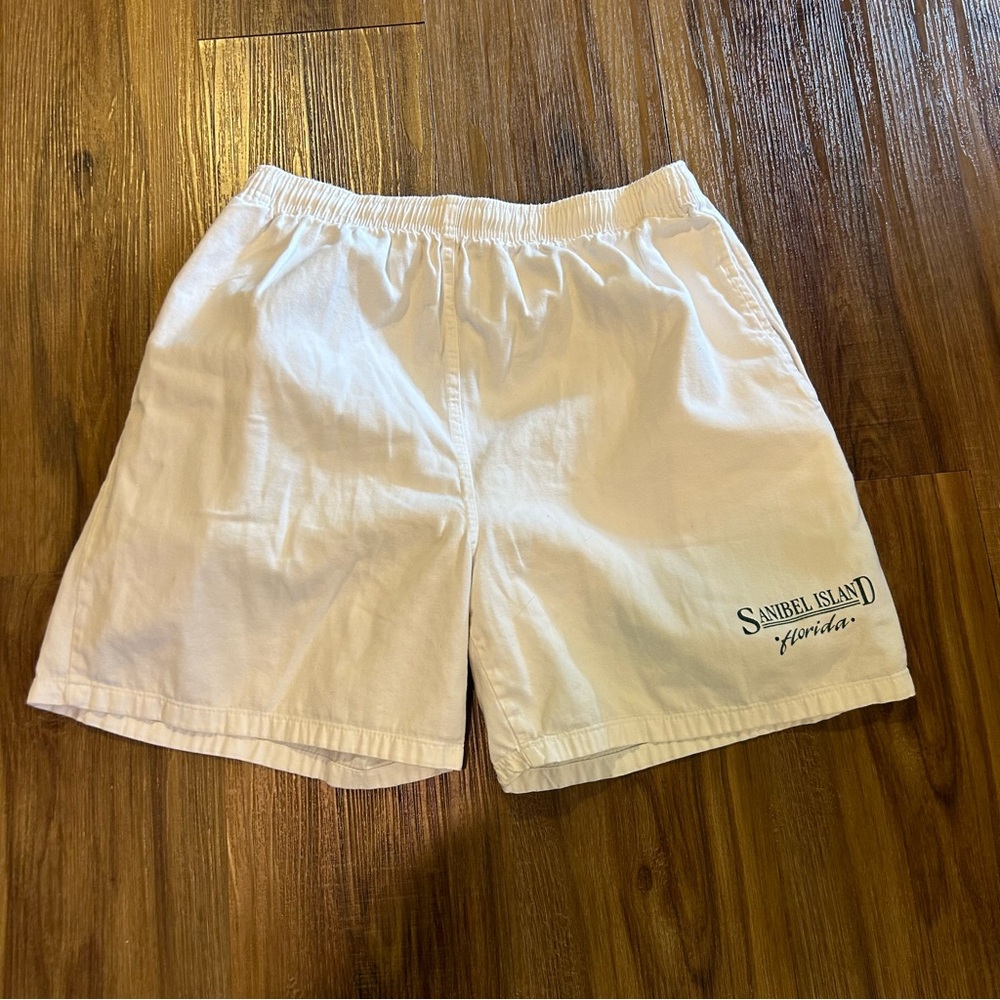 Vintage Sanibell Island Florida White Cotton Shorts Size Medium Made in USA